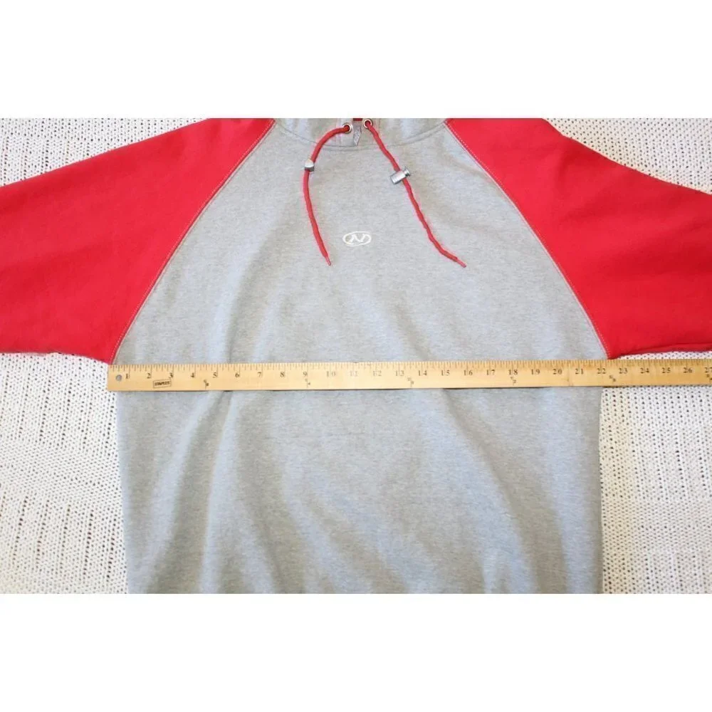 VTG No Fear Hooded Sweatshirt Grey & Red Long Sleeve Color block Pull on Size L?